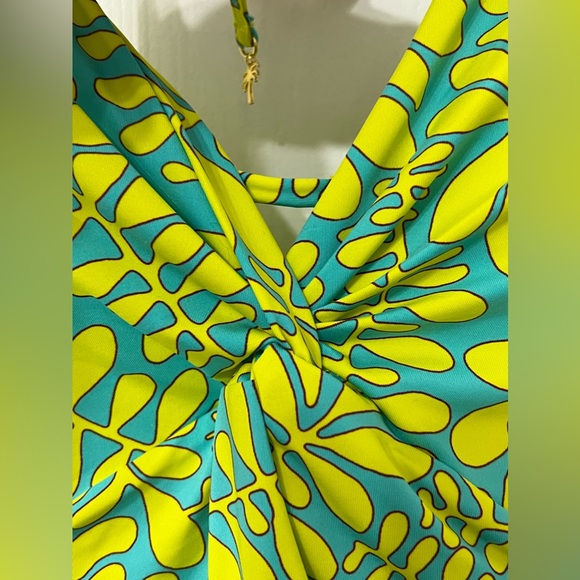 Trina Turk Trellis Twist Plunge One Piece Swimsuit Size 10 - Picture 6 of 16